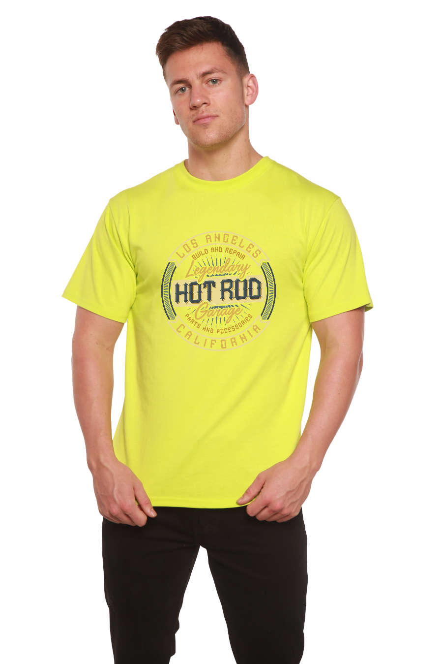 HOT ROO Men's Bamboo Viscose/Organic Cotton Short Sleeve Graphic T-Shirt Spun Bamboo
