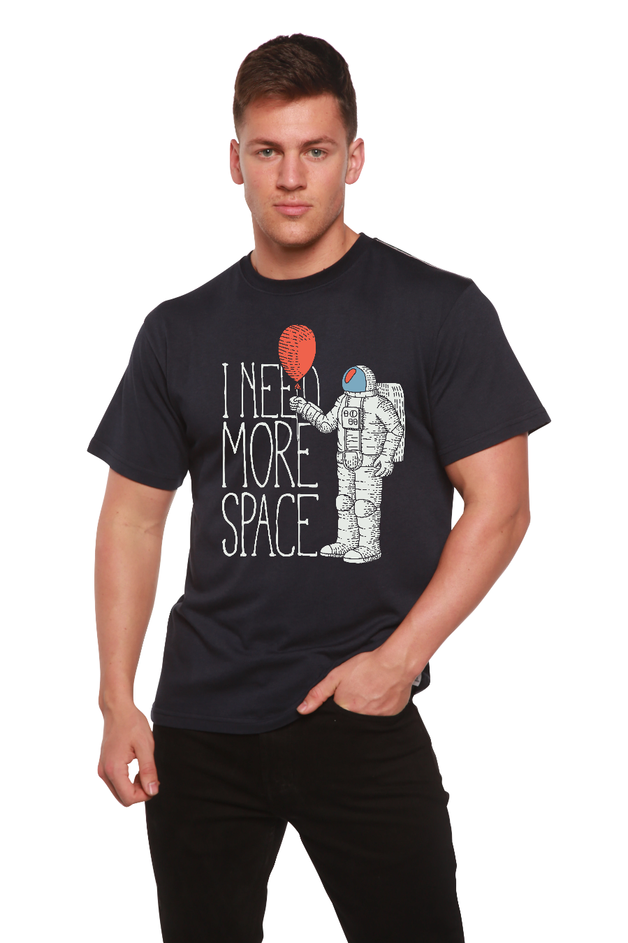 I need more space Men's Bamboo Viscose/Organic Cotton Short Sleeve Graphic T-Shirt Spun Bamboo