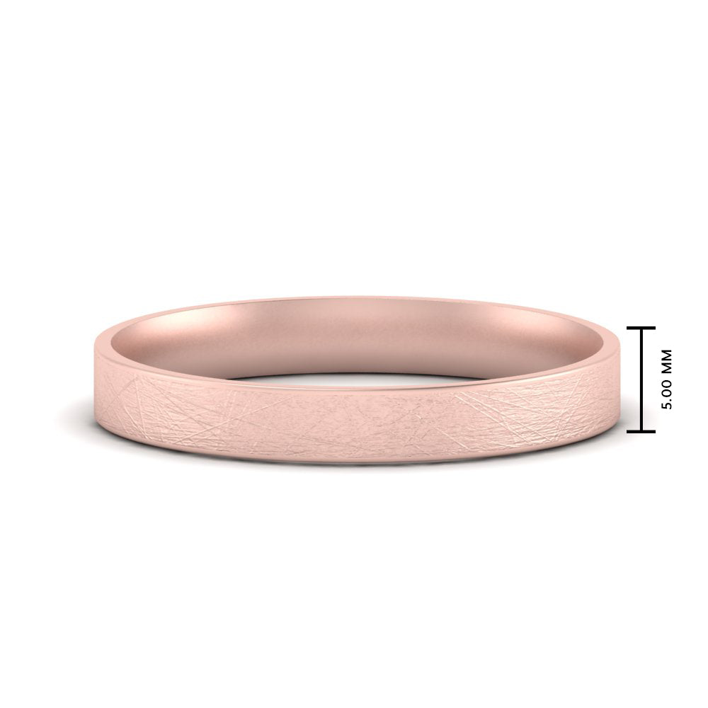 Ice Textured Mens 5mm Comfort Fit Wedding Band