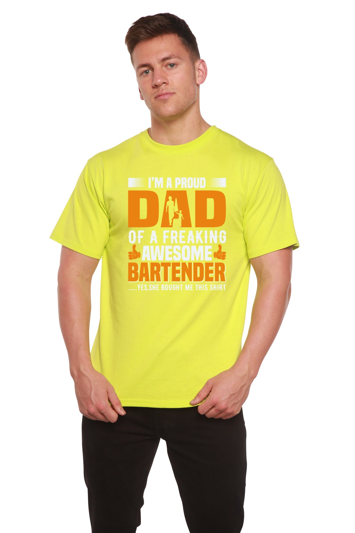 I'm a Proud Dad Men's Bamboo Viscose/Organic Cotton Short Sleeve Graphic T-Shirt Spun Bamboo