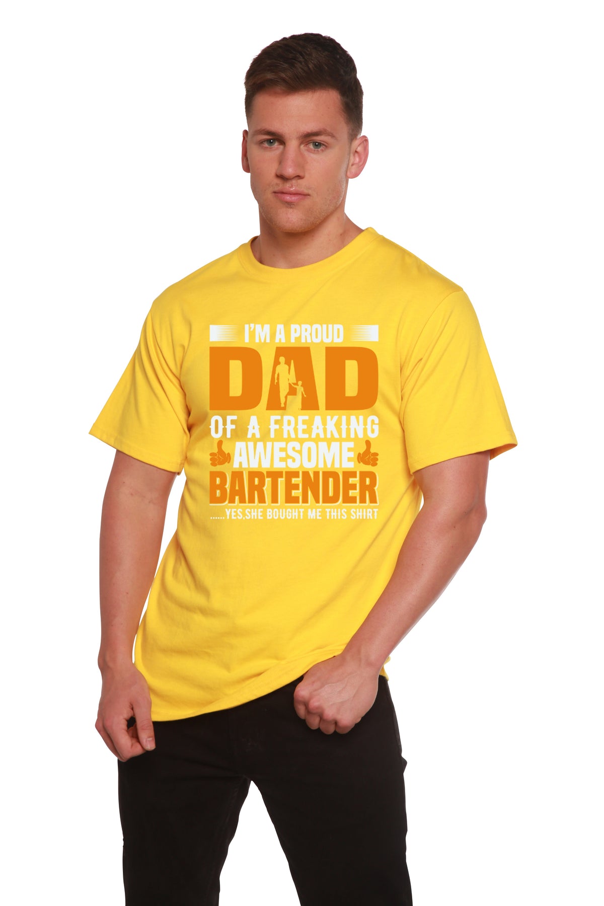 I'm a Proud Dad Men's Bamboo Viscose/Organic Cotton Short Sleeve Graphic T-Shirt Spun Bamboo