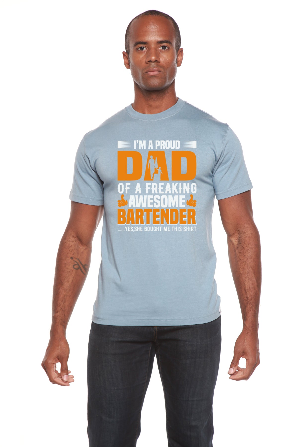 I'm a Proud Dad Men's Bamboo Viscose/Organic Cotton Short Sleeve Graphic T-Shirt Spun Bamboo
