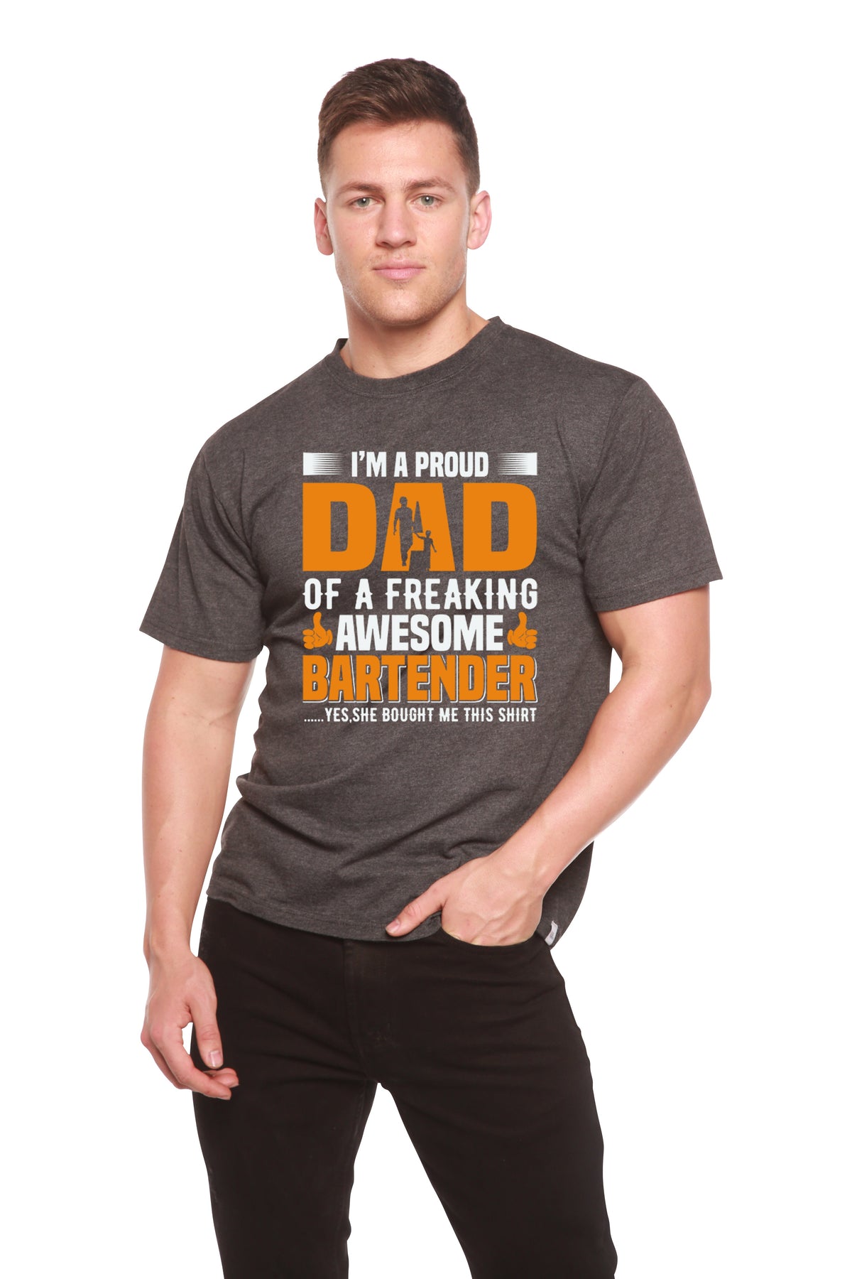I'm a Proud Dad Men's Bamboo Viscose/Organic Cotton Short Sleeve Graphic T-Shirt Spun Bamboo