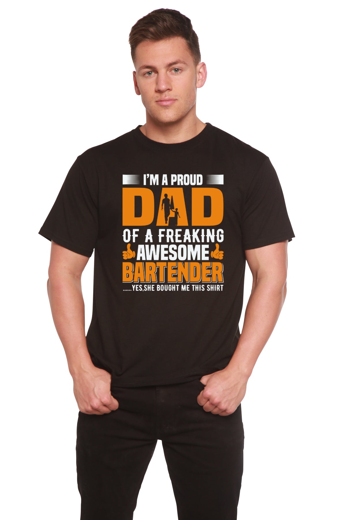 I'm a Proud Dad Men's Bamboo Viscose/Organic Cotton Short Sleeve Graphic T-Shirt Spun Bamboo