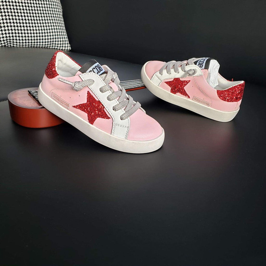 Pink and Red Star Sneakers Monkey Torn and Trendy