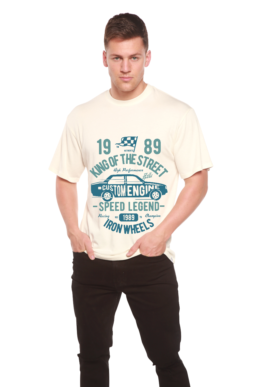 King Of The Street Men's Bamboo Viscose/Organic Cotton Short Sleeve Graphic T-Shirt Spun Bamboo