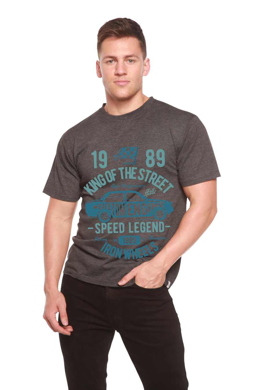 King Of The Street Men's Bamboo Viscose/Organic Cotton Short Sleeve Graphic T-Shirt Spun Bamboo