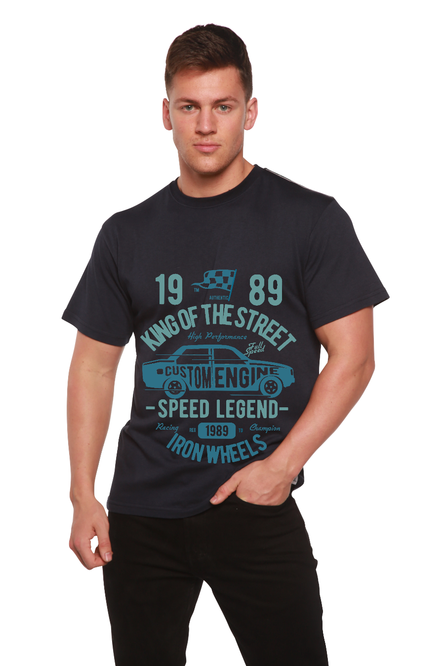 King Of The Street Men's Bamboo Viscose/Organic Cotton Short Sleeve Graphic T-Shirt Spun Bamboo