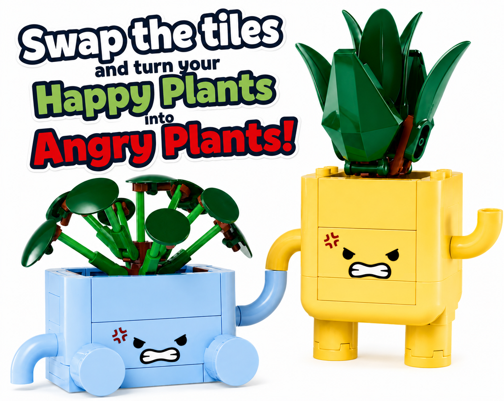 Angry Face Tiles for LEGO Set 10349 Happy Plants B3 Customs