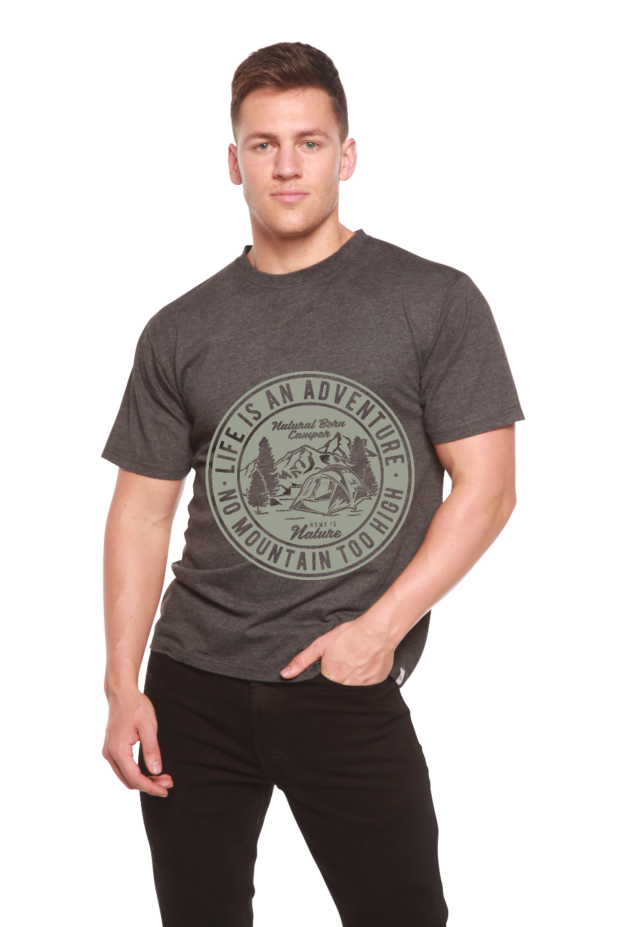 Life Is An Adventure Men's Bamboo Viscose/Organic Cotton Short Sleeve Graphic T-Shirt Spun Bamboo
