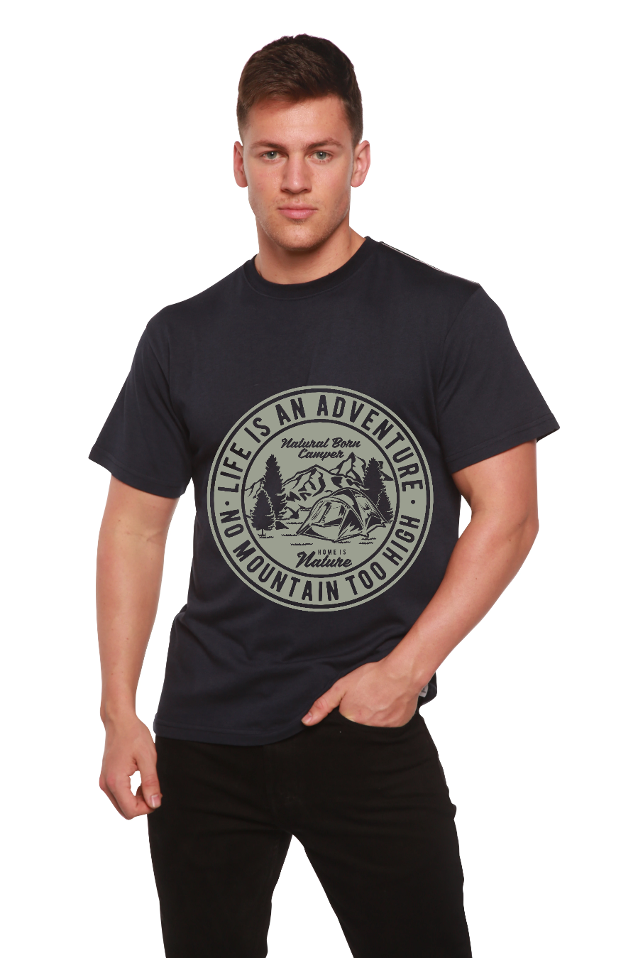 Life Is An Adventure Men's Bamboo Viscose/Organic Cotton Short Sleeve Graphic T-Shirt Spun Bamboo