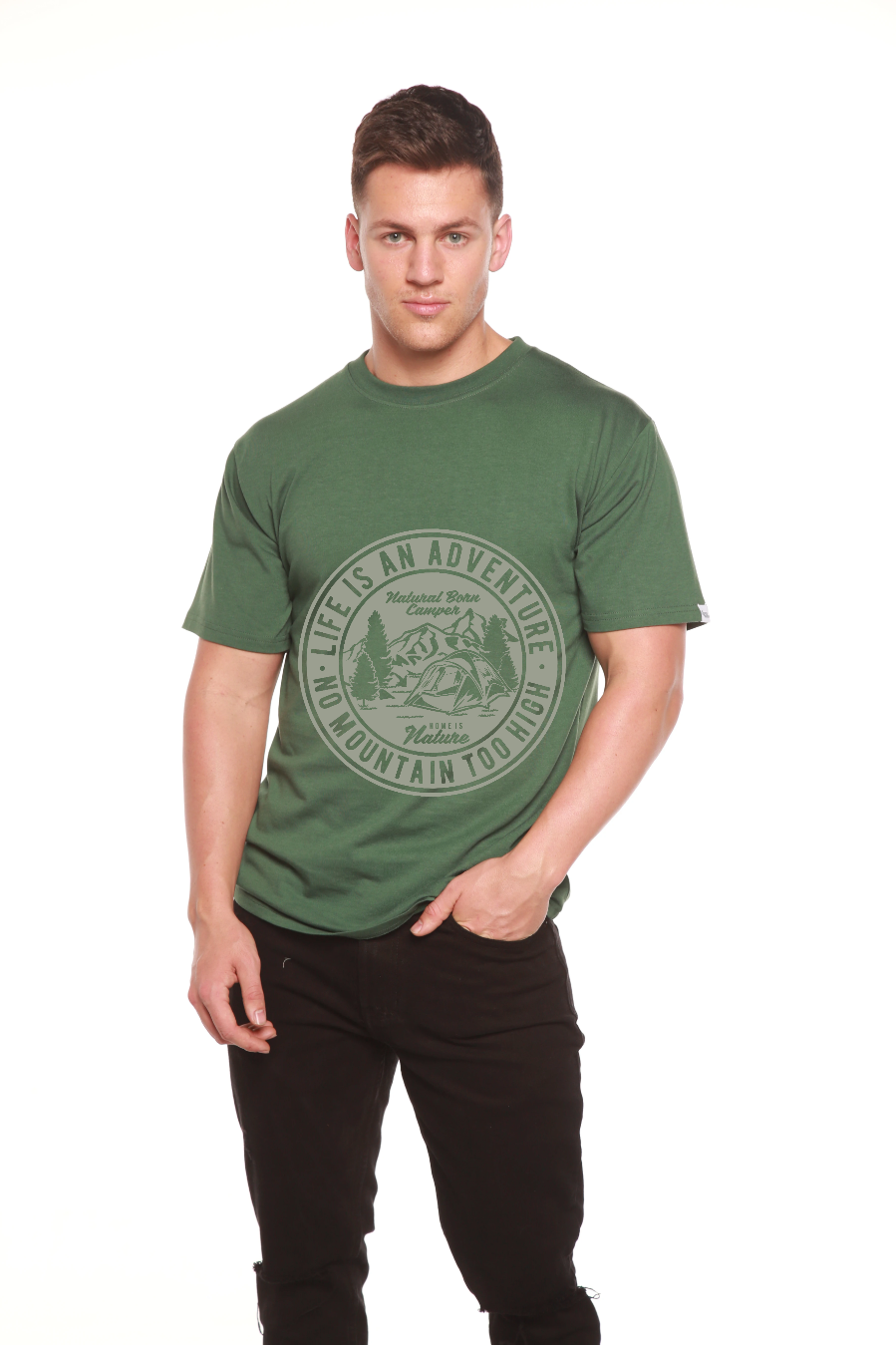 Life Is An Adventure Men's Bamboo Viscose/Organic Cotton Short Sleeve Graphic T-Shirt Spun Bamboo