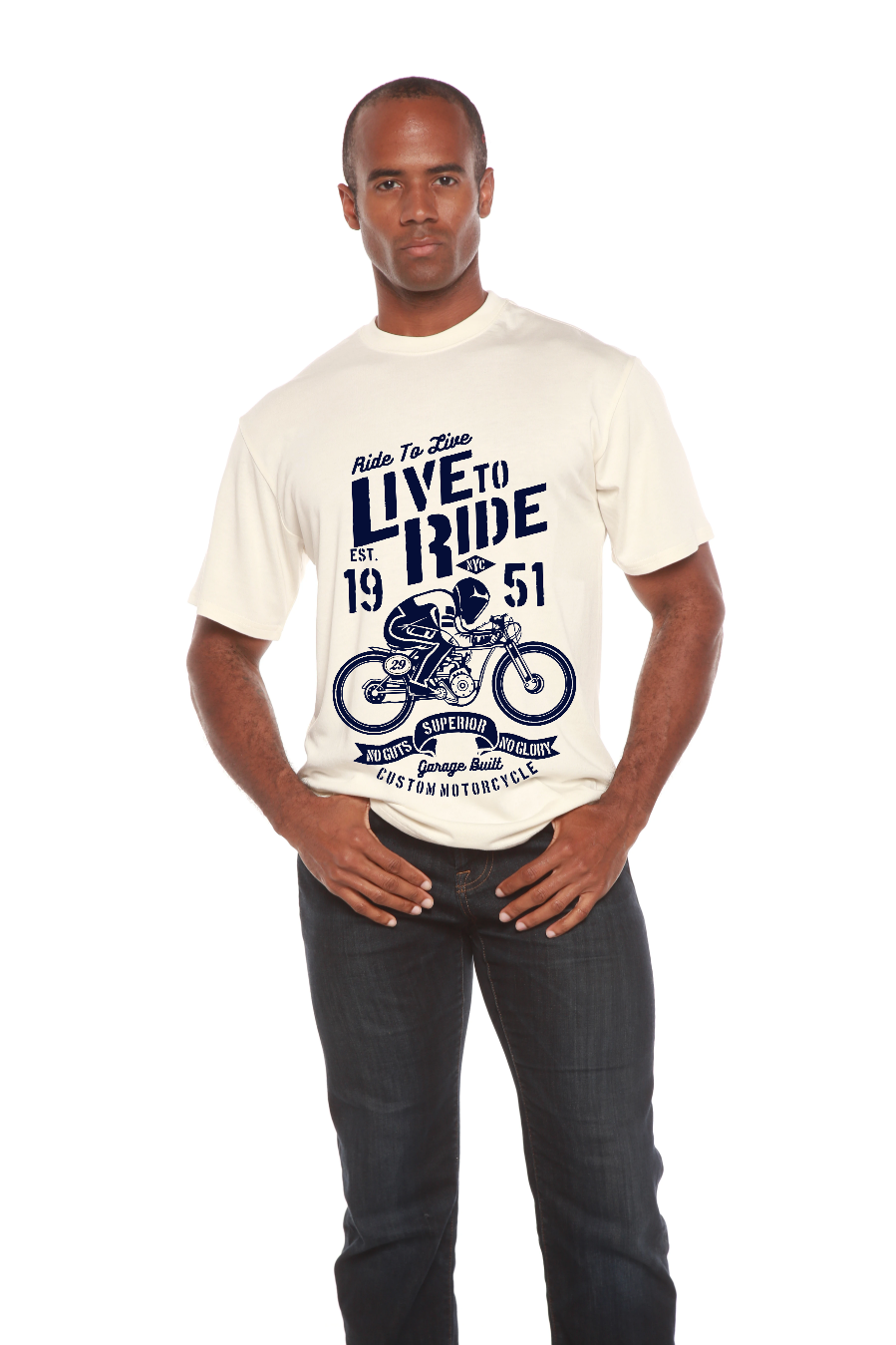 Live To Ride Men's Bamboo Viscose/Organic Cotton Short Sleeve Graphic T-Shirt Spun Bamboo