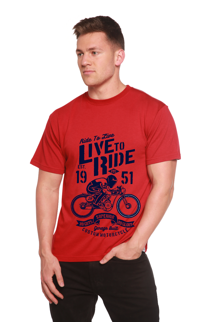 Live To Ride Men's Bamboo Viscose/Organic Cotton Short Sleeve Graphic T-Shirt Spun Bamboo