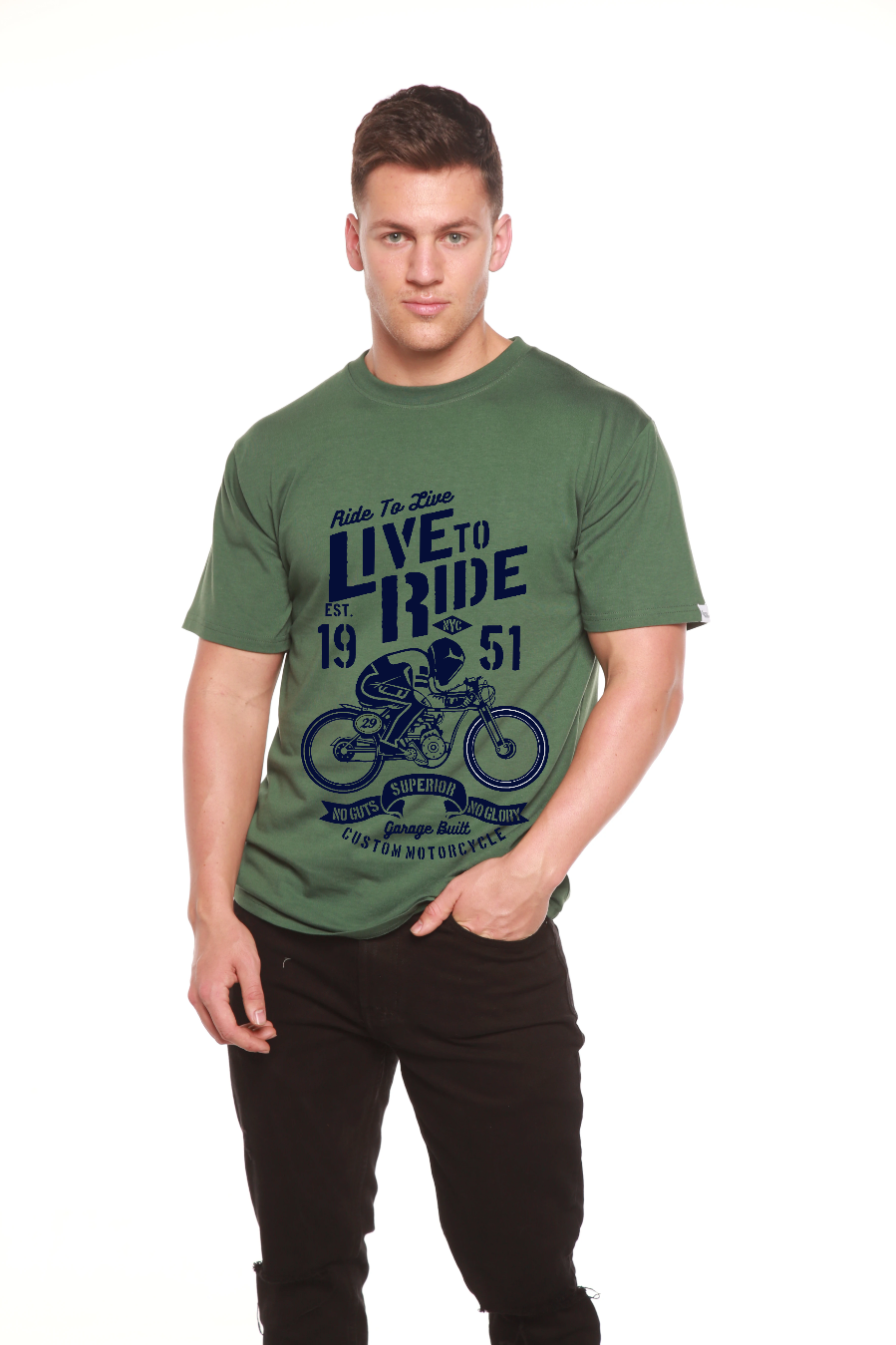 Live To Ride Men's Bamboo Viscose/Organic Cotton Short Sleeve Graphic T-Shirt Spun Bamboo