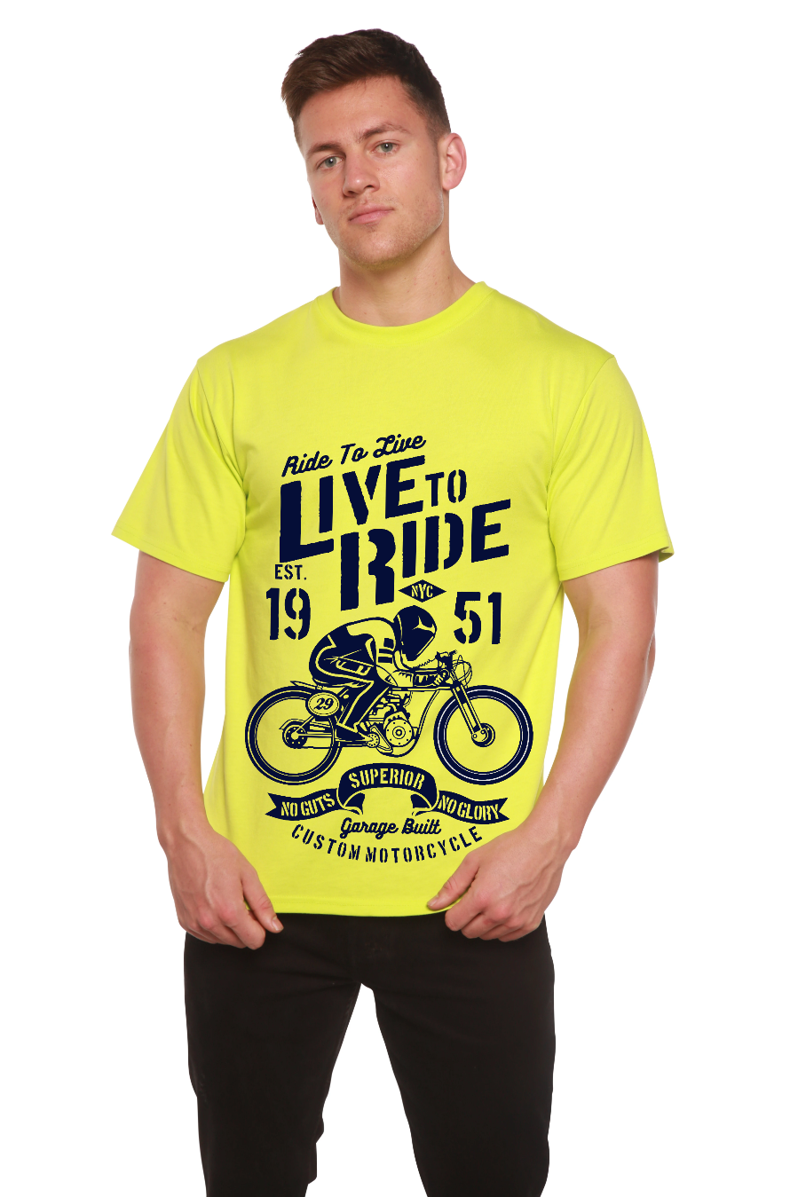 Live To Ride Men's Bamboo Viscose/Organic Cotton Short Sleeve Graphic T-Shirt Spun Bamboo