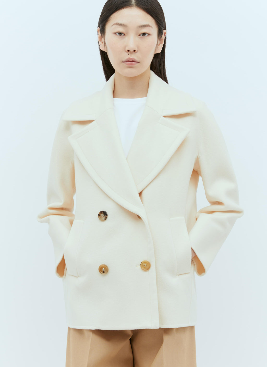 Max Mara Women Wool And Cashmere Pea Coat