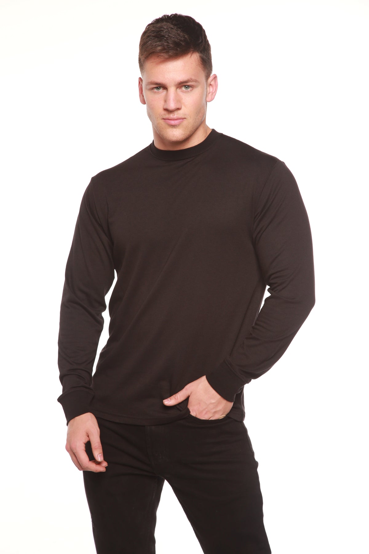 Custom Printed Men's Bamboo Viscose/Organic Cotton Long Sleeve T-Shirt Spun Bamboo