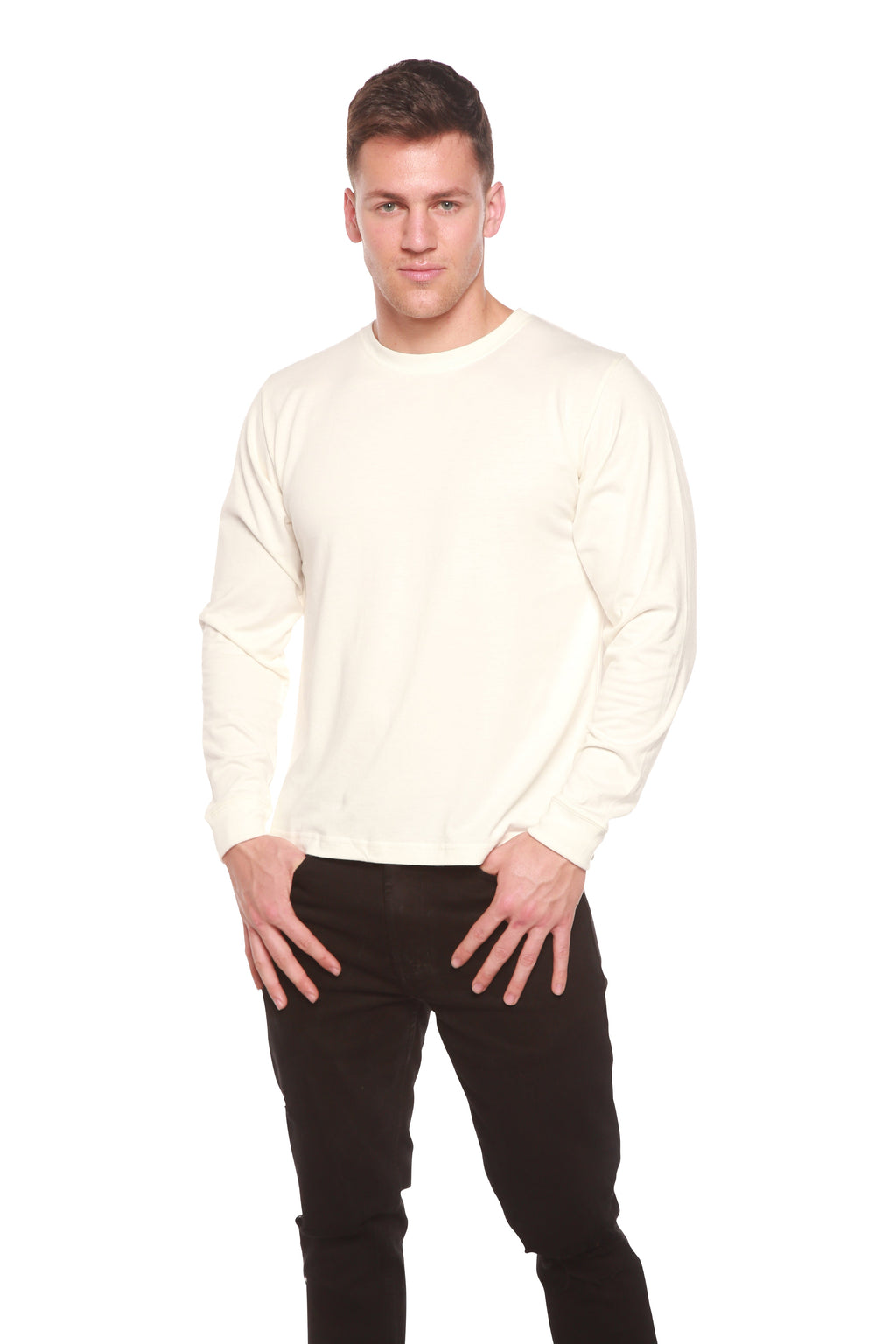 Custom Printed Men's Bamboo Viscose/Organic Cotton Long Sleeve T-Shirt Spun Bamboo