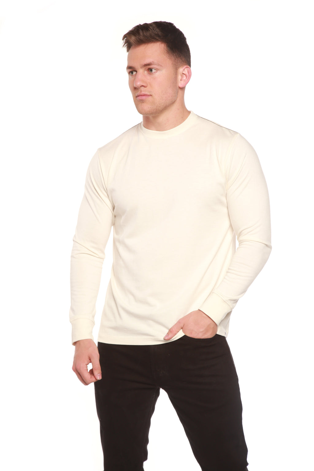 Custom Printed Men's Bamboo Viscose/Organic Cotton Long Sleeve T-Shirt Spun Bamboo