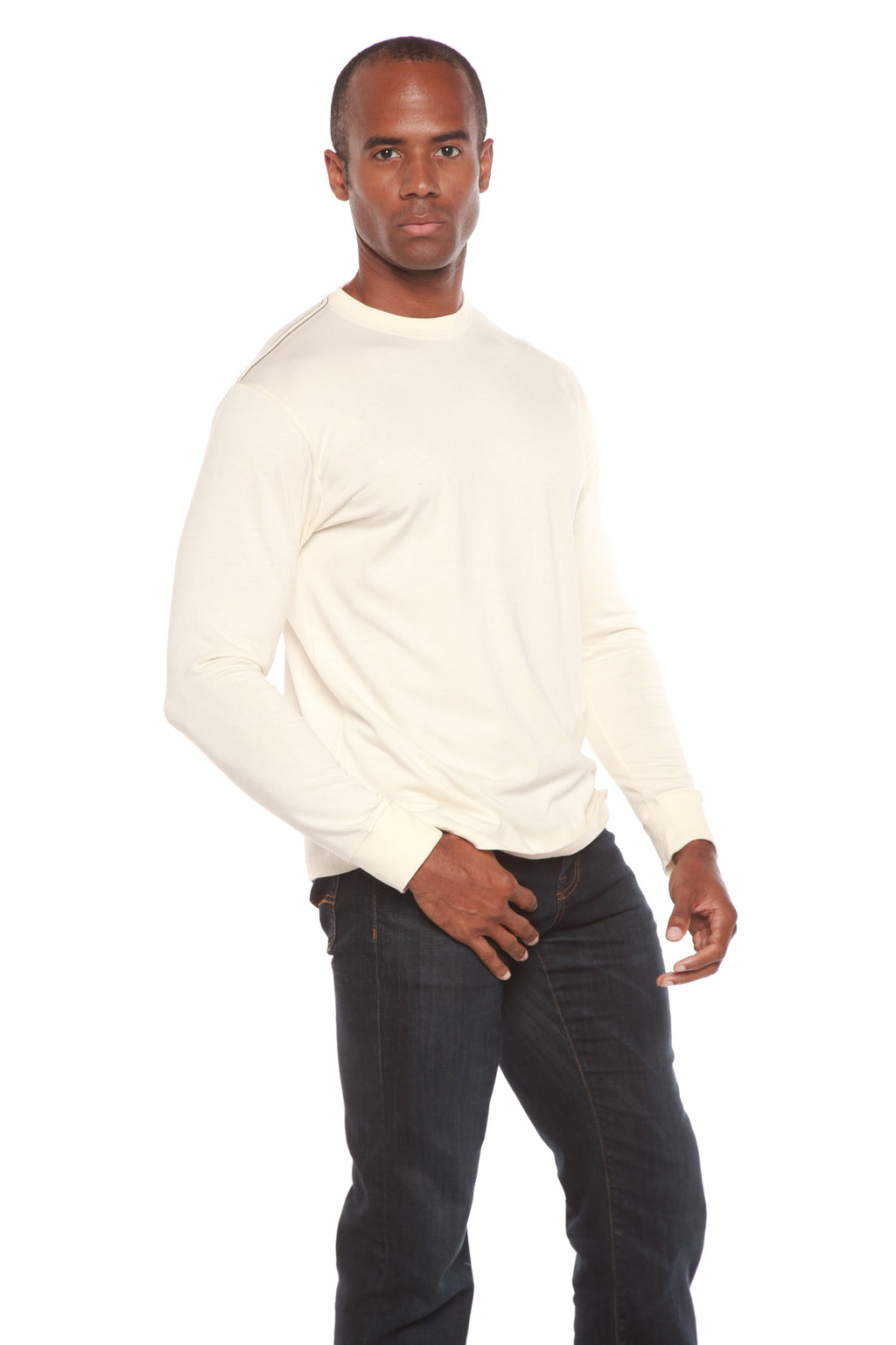 Custom Printed Men's Bamboo Viscose/Organic Cotton Long Sleeve T-Shirt Spun Bamboo