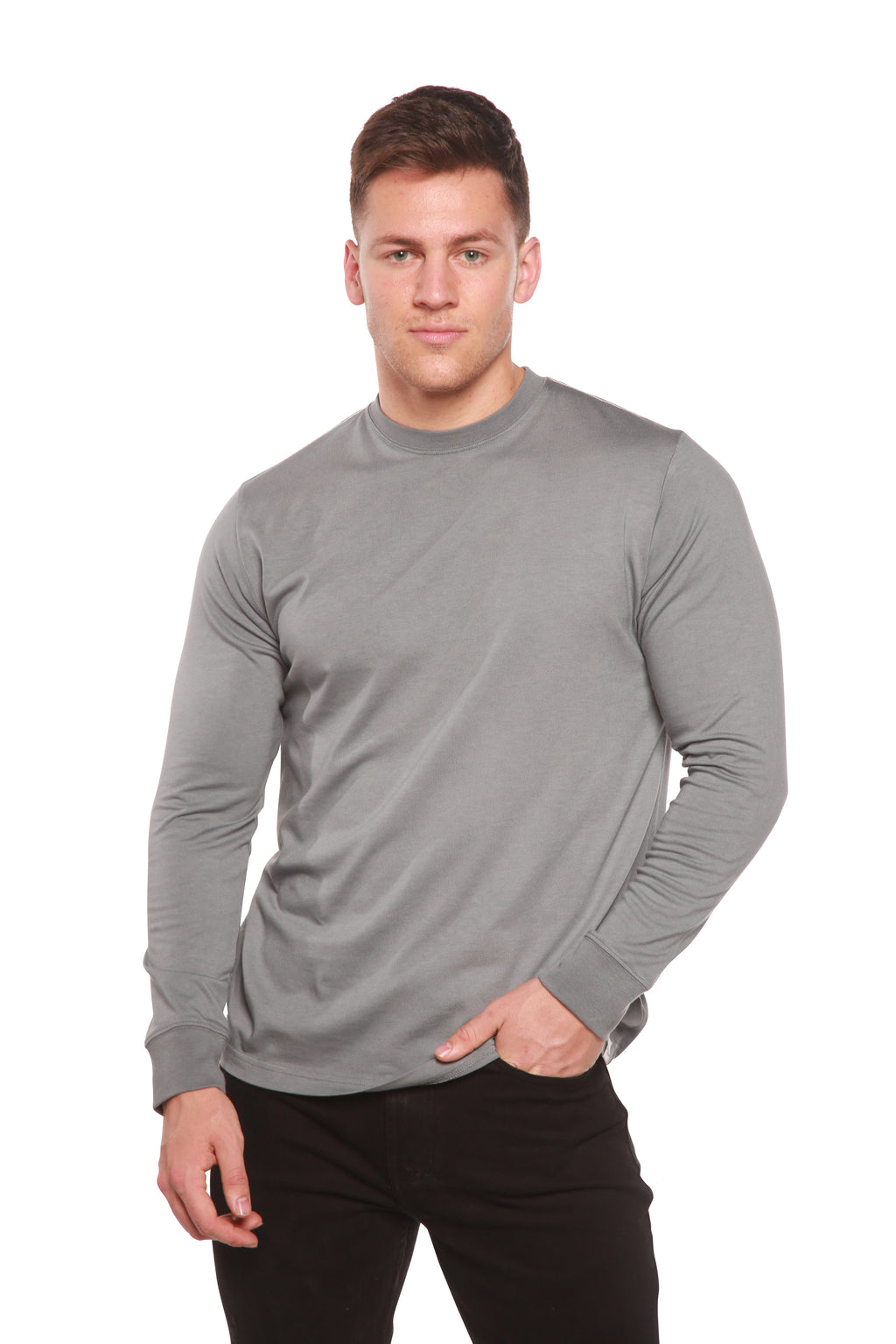 Custom Printed Men's Bamboo Viscose/Organic Cotton Long Sleeve T-Shirt Spun Bamboo
