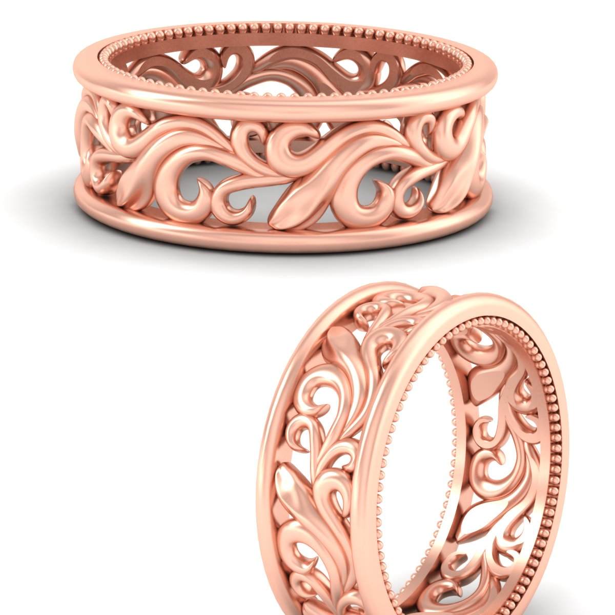 Antique Mens Wide Filigree Band