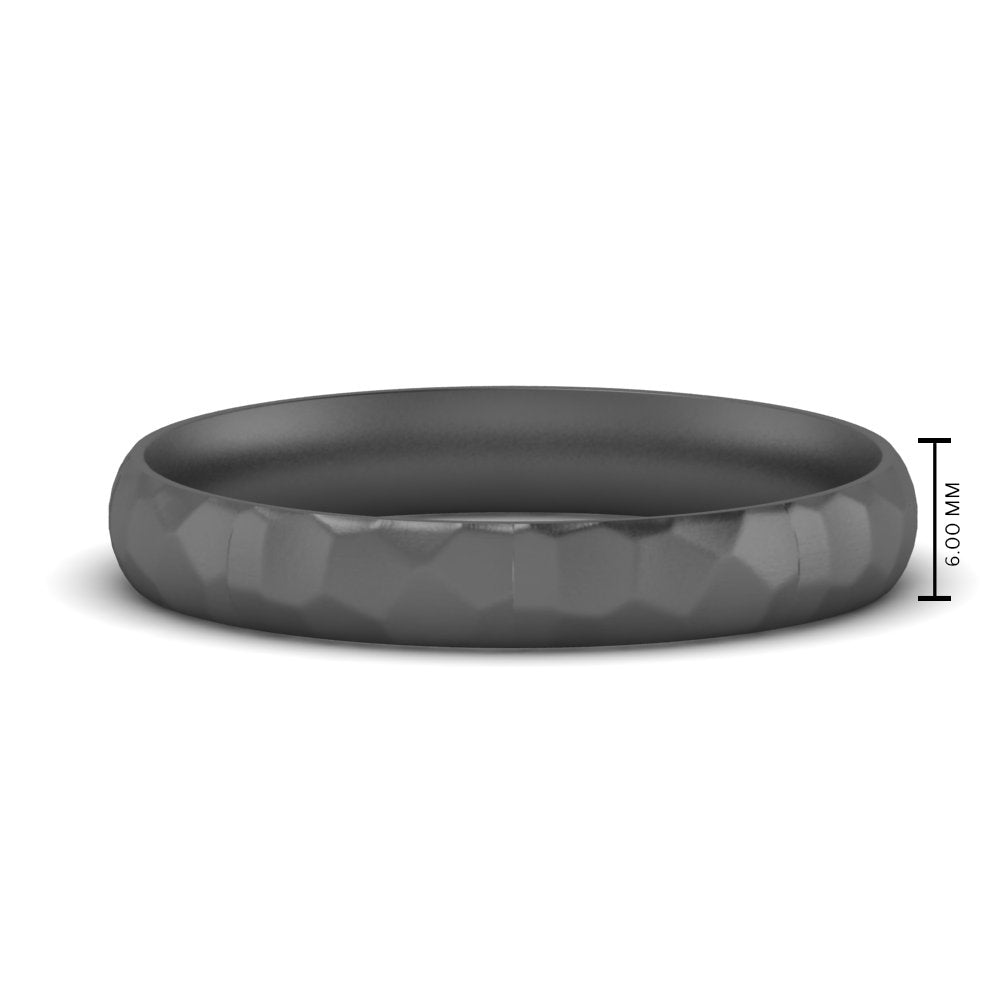 Mens Hammered Comfort Fit Wedding Band