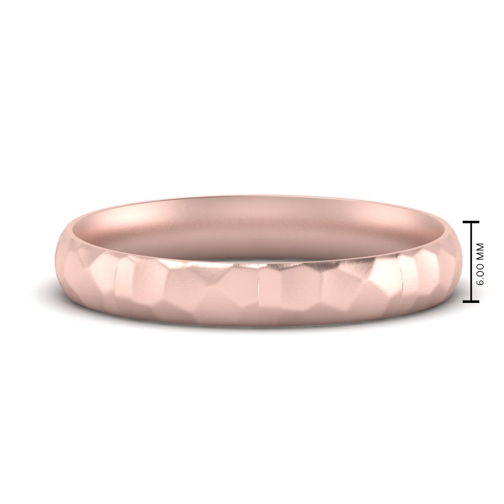 Mens Hammered Comfort Fit Wedding Band