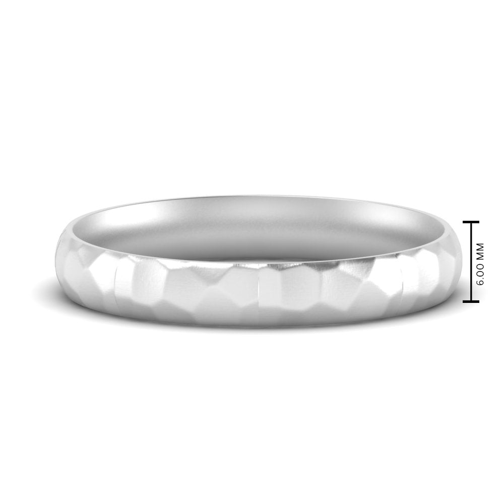 Mens Hammered Comfort Fit Wedding Band