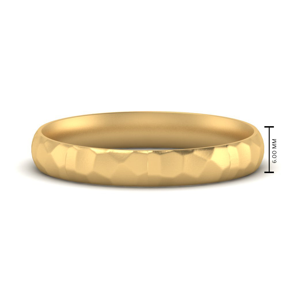 Mens Hammered Comfort Fit Wedding Band