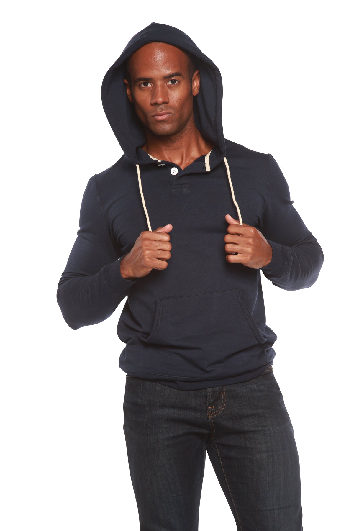 Men's Henley Style Bamboo Viscose Fleece Hoodie Spun Bamboo