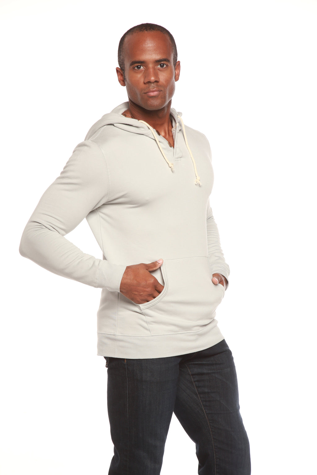 Men's Henley Style Bamboo Viscose Fleece Hoodie Spun Bamboo