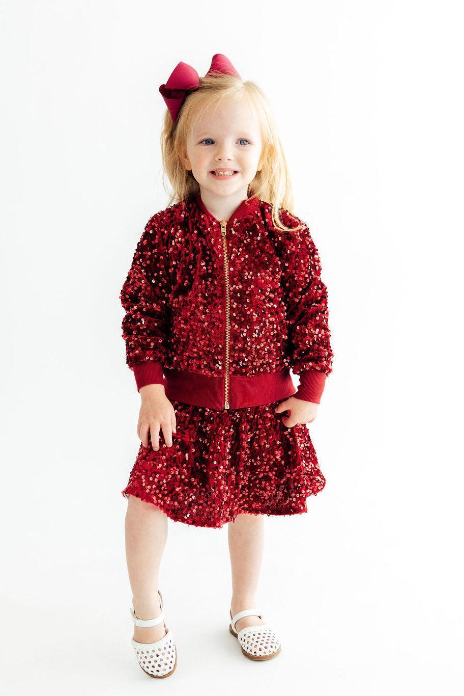 Cranberry Velvet Sequin Twirl Skort Mila & Rose ®