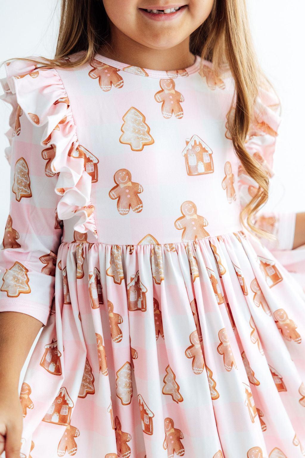 Christmas Traditions 3/4 Sleeve Ruffle Twirl Dress Mila & Rose ®