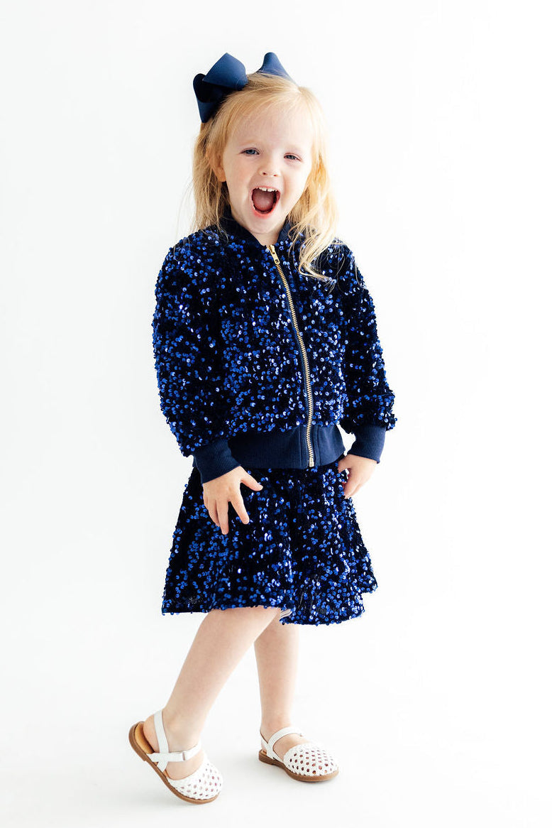 Navy Blue Velvet Sequin Jacket Mila & Rose ®