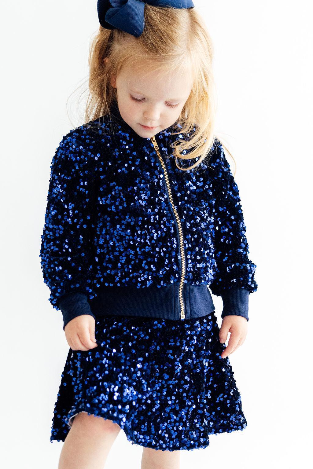 Navy Blue Velvet Sequin Jacket Mila & Rose ®