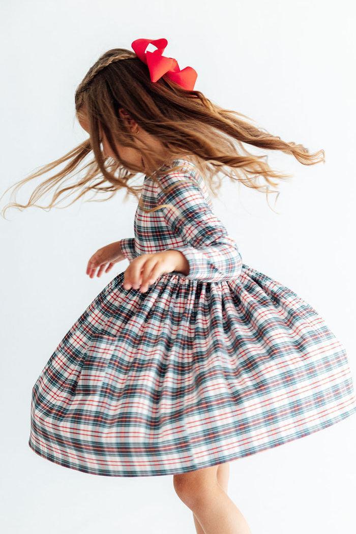 Christmas Plaid L/S Pocket Twirl Dress Mila & Rose ®