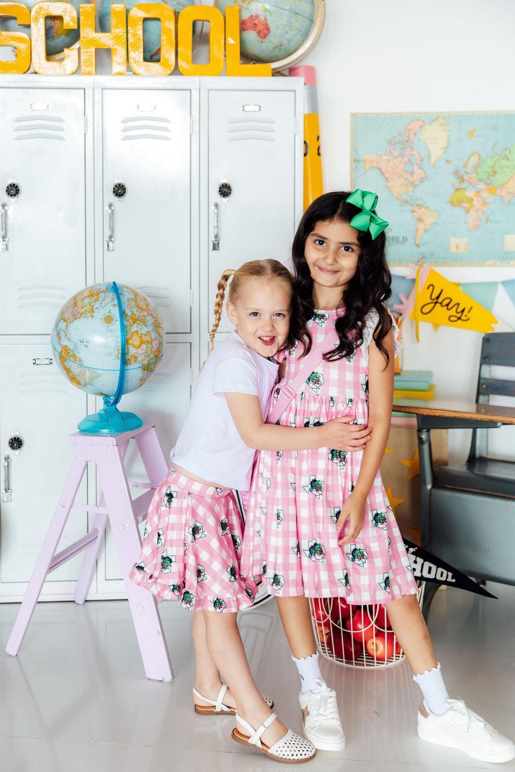 Southlake Carroll Gingham Dragons Ruffle Twirl Skort Mila & Rose ®