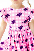 TCU Pink Gingham Frog Flutter Twirl Dress Mila & Rose ®