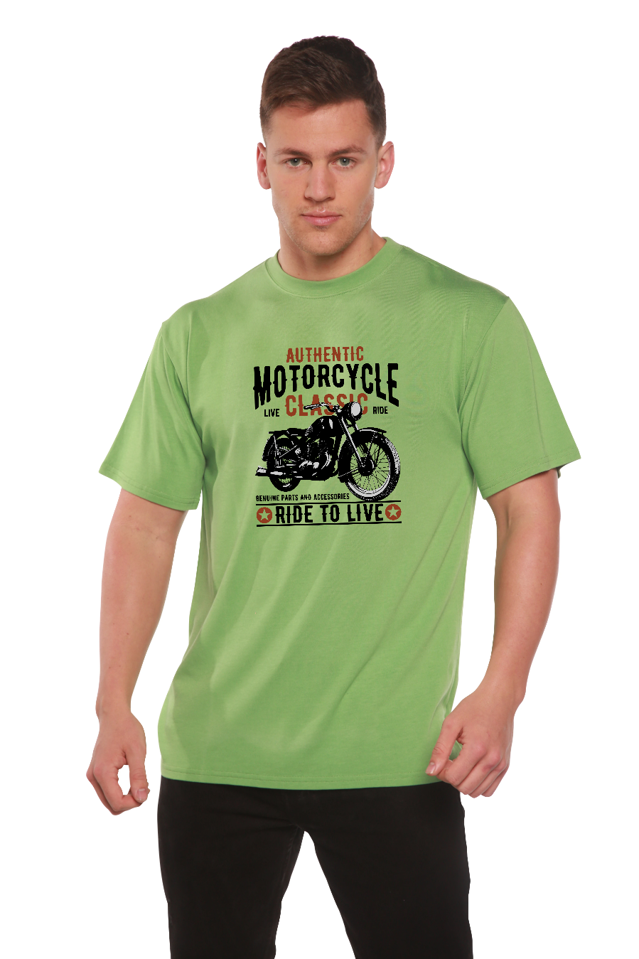 Motorcycle Classic Men's Bamboo Viscose/Organic Cotton Short Sleeve Graphic T-Shirt Spun Bamboo