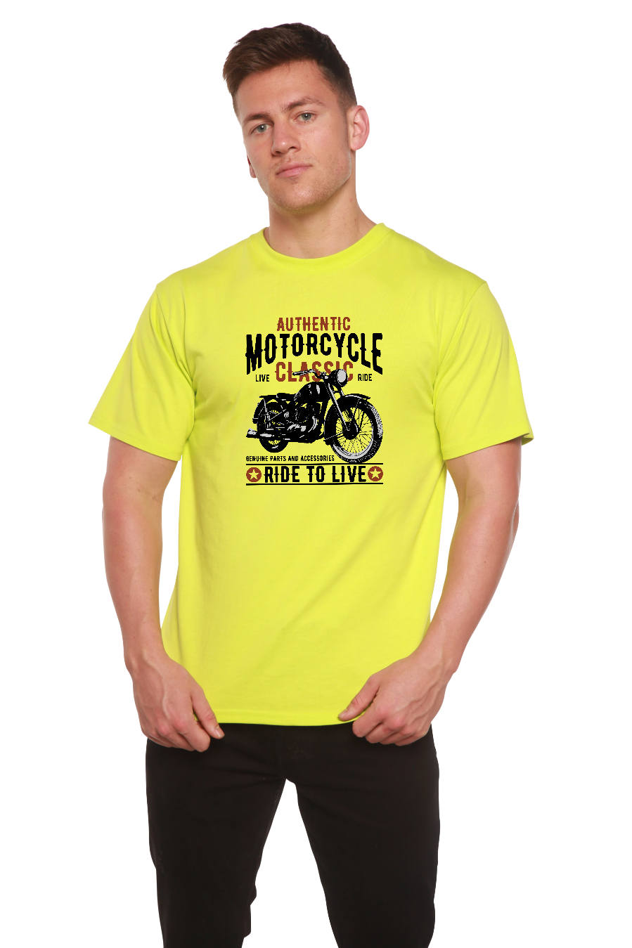 Motorcycle Classic Men's Bamboo Viscose/Organic Cotton Short Sleeve Graphic T-Shirt Spun Bamboo
