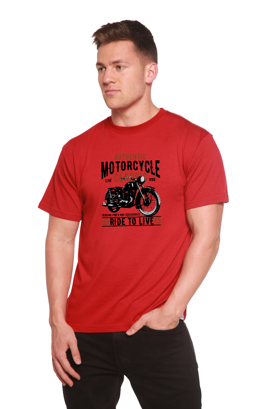 Motorcycle Classic Men's Bamboo Viscose/Organic Cotton Short Sleeve Graphic T-Shirt Spun Bamboo