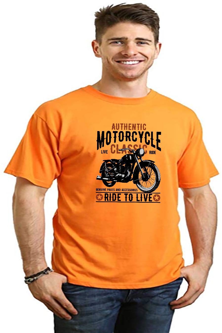 Motorcycle Classic Men's Bamboo Viscose/Organic Cotton Short Sleeve Graphic T-Shirt Spun Bamboo