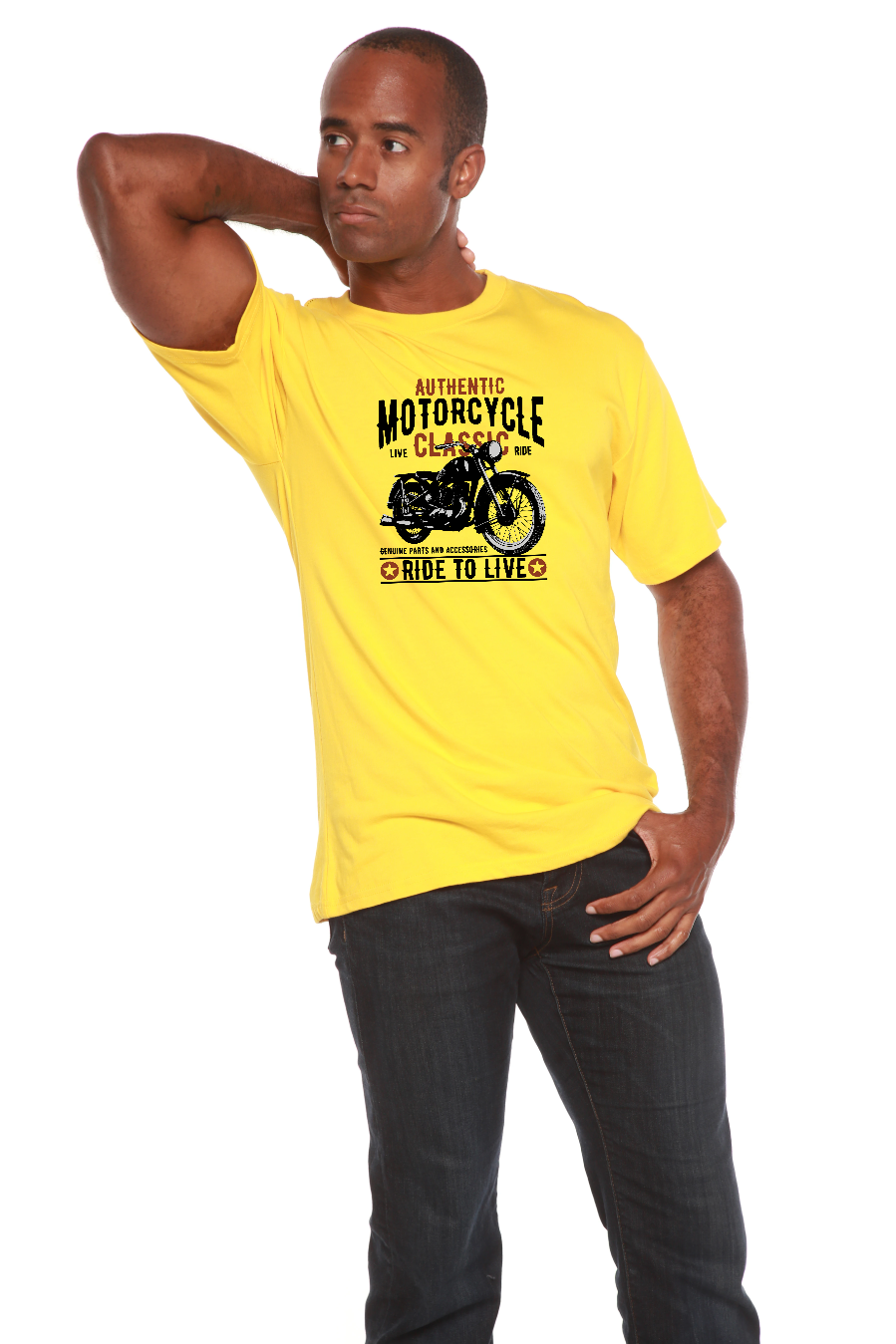 Motorcycle Classic Men's Bamboo Viscose/Organic Cotton Short Sleeve Graphic T-Shirt Spun Bamboo