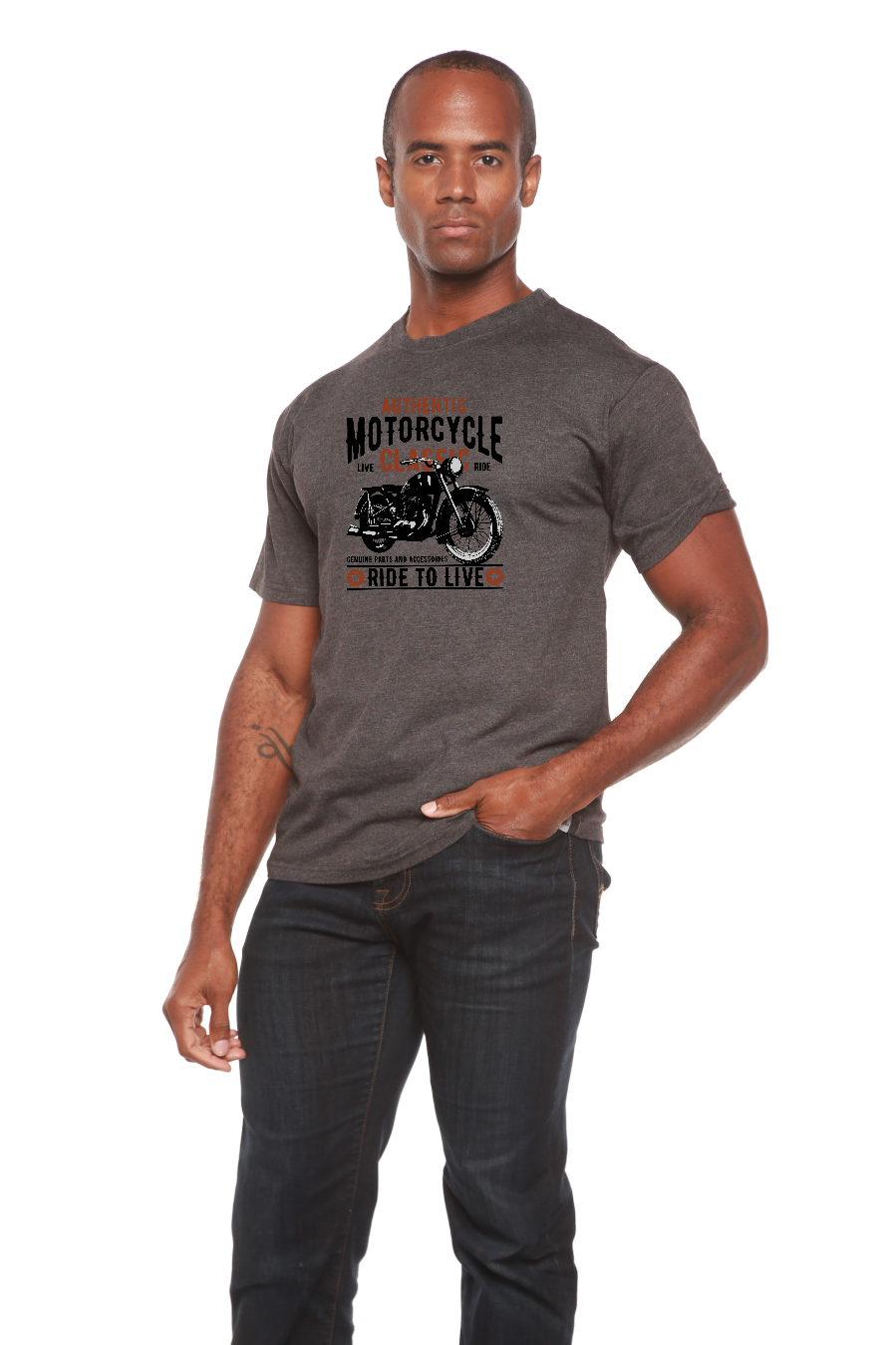 Motorcycle Classic Men's Bamboo Viscose/Organic Cotton Short Sleeve Graphic T-Shirt Spun Bamboo