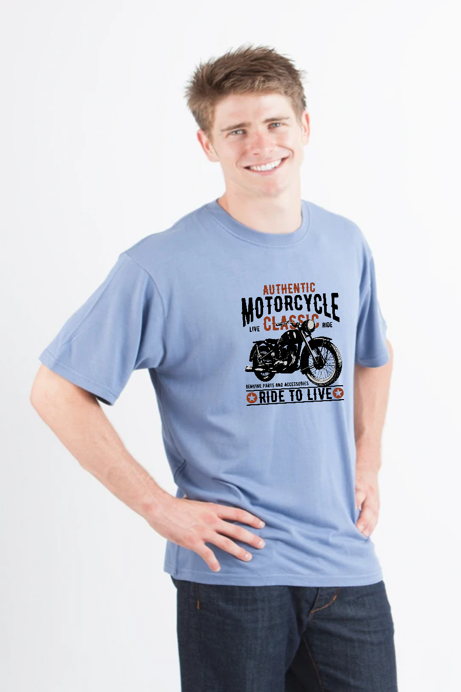 Motorcycle Classic Men's Bamboo Viscose/Organic Cotton Short Sleeve Graphic T-Shirt Spun Bamboo