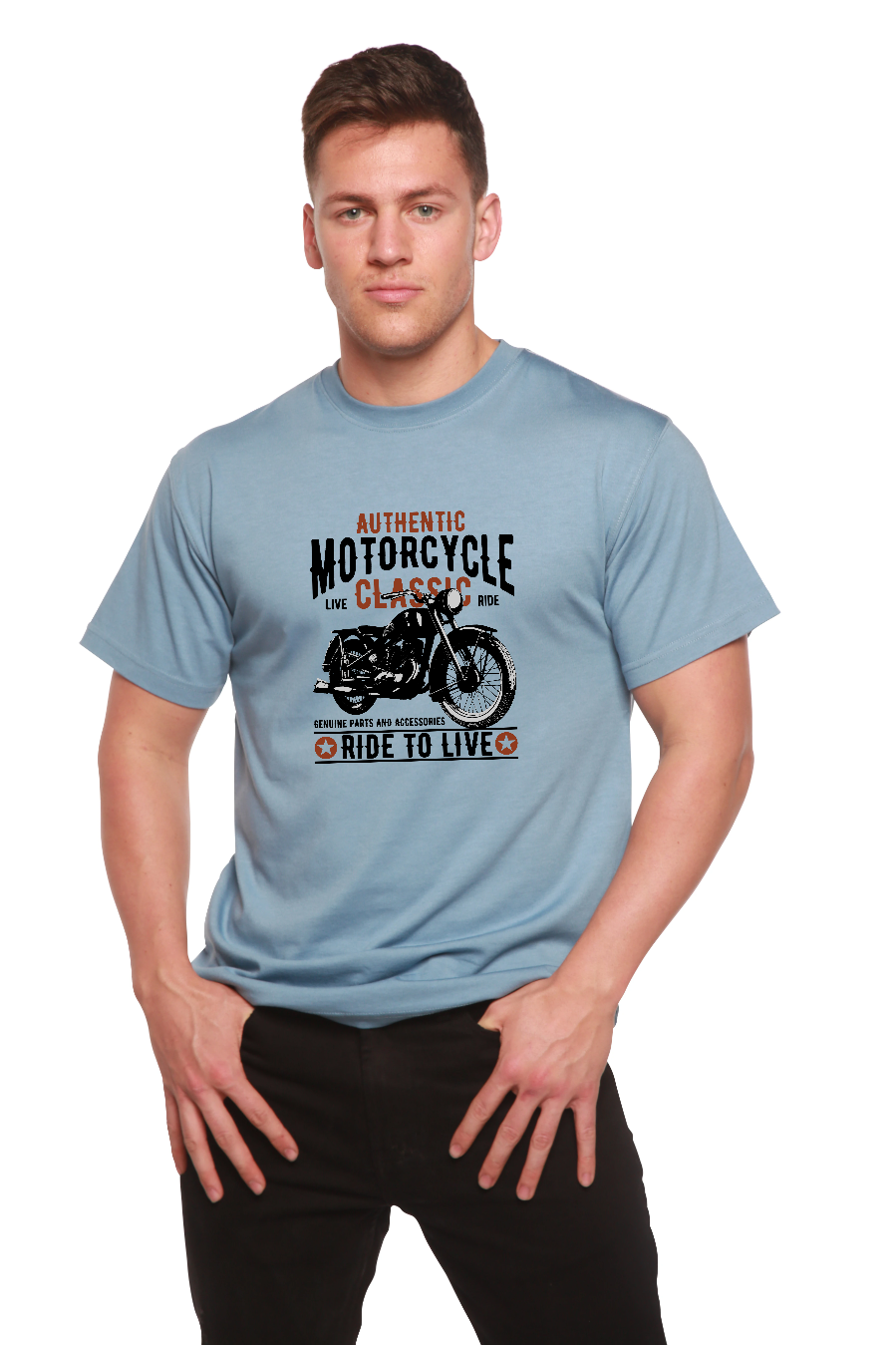 Motorcycle Classic Men's Bamboo Viscose/Organic Cotton Short Sleeve Graphic T-Shirt Spun Bamboo
