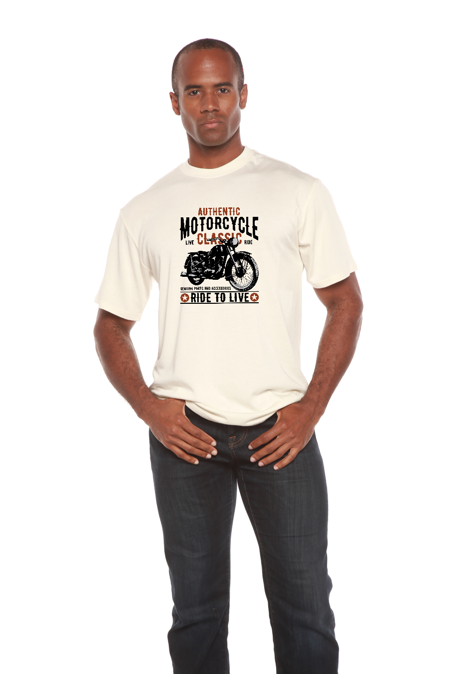 Motorcycle Classic Men's Bamboo Viscose/Organic Cotton Short Sleeve Graphic T-Shirt Spun Bamboo