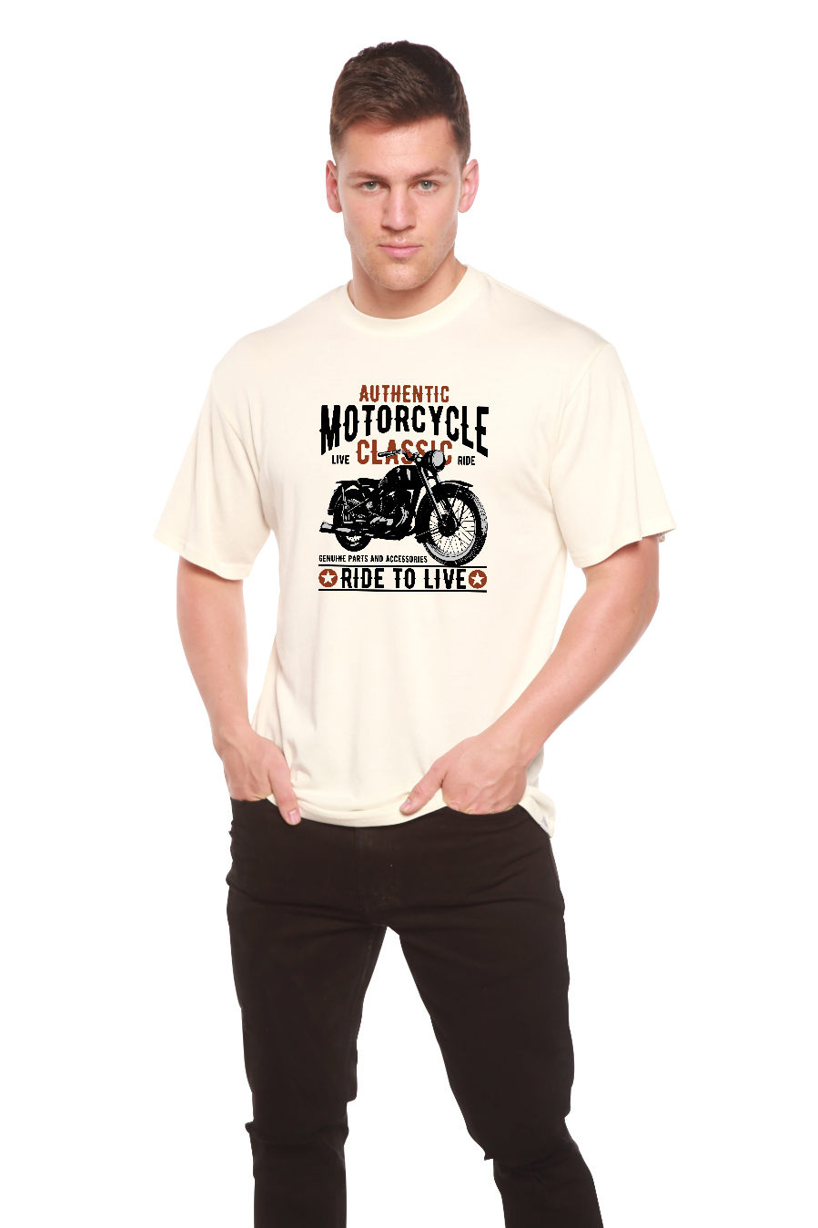 Motorcycle Classic Men's Bamboo Viscose/Organic Cotton Short Sleeve Graphic T-Shirt Spun Bamboo